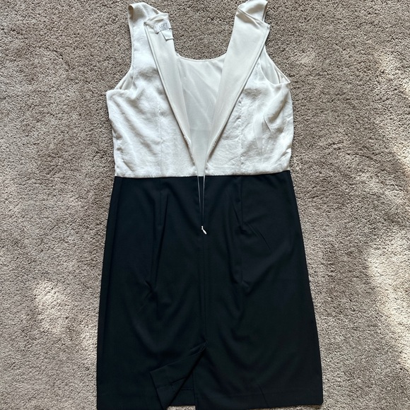 LOFT Factory Colorblock Sheath Dress Black and Ivory | Size 10 - Picture 5 of 11